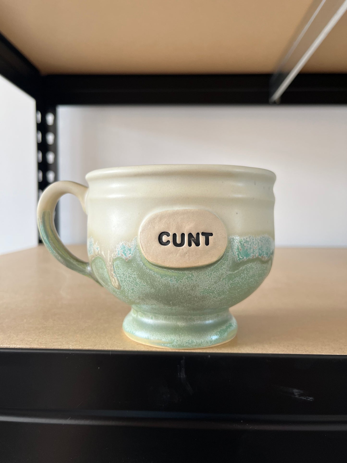 BRAND NEW SHAPE Handmade Sweary footed Mug - CUNT