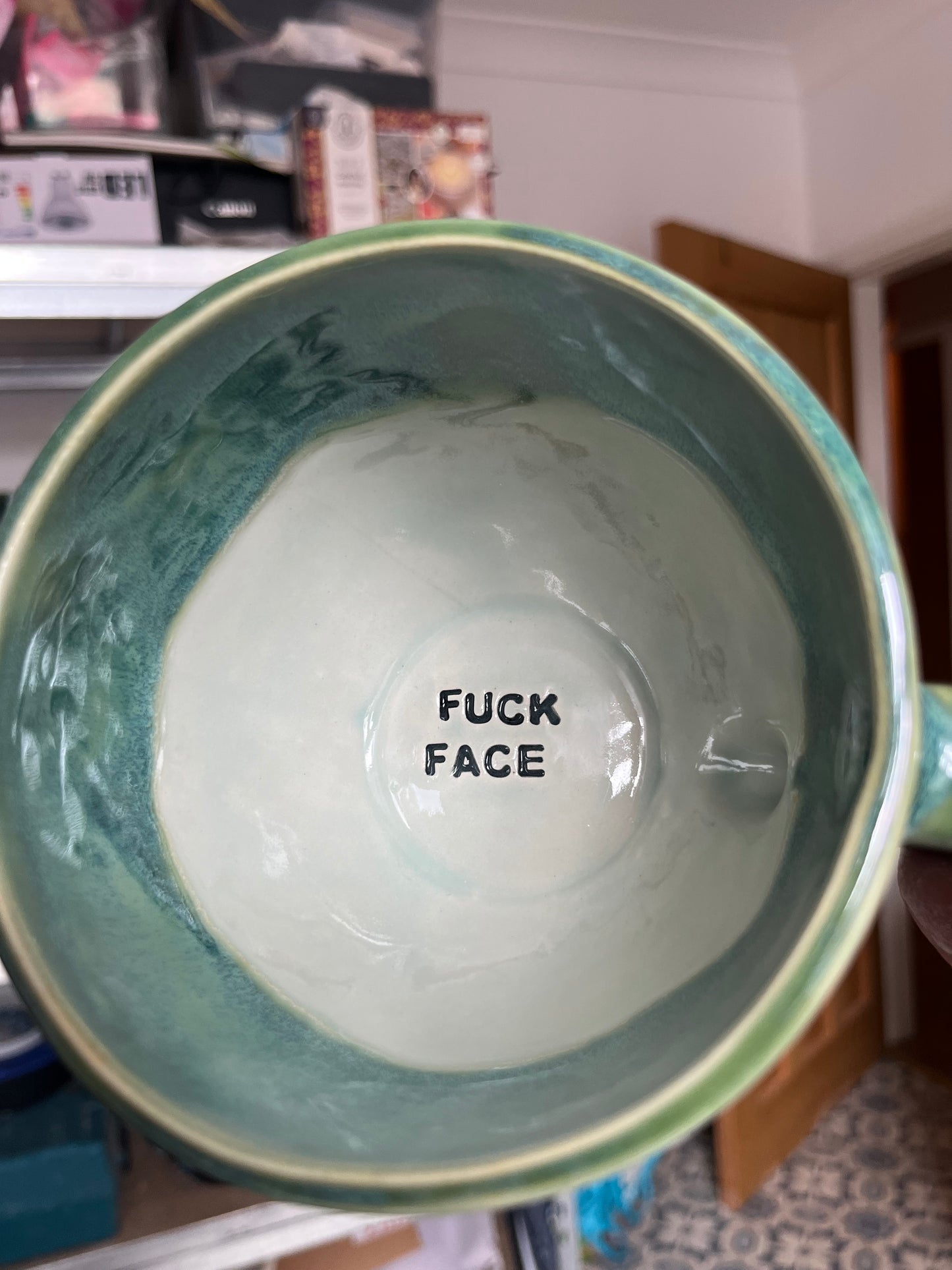 Handmade Sweary Jumbo Janice Mug - FUCK FACE