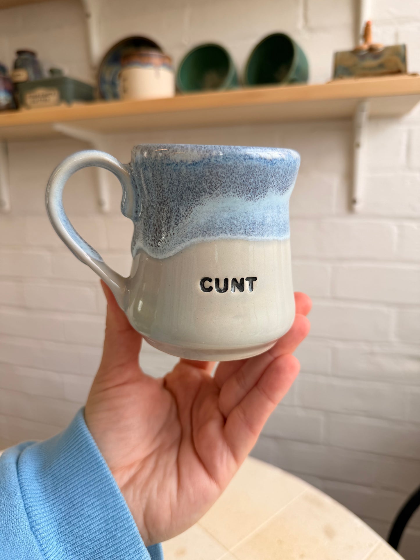 Handmade Sweary Miriam Mug Blue - CUNT