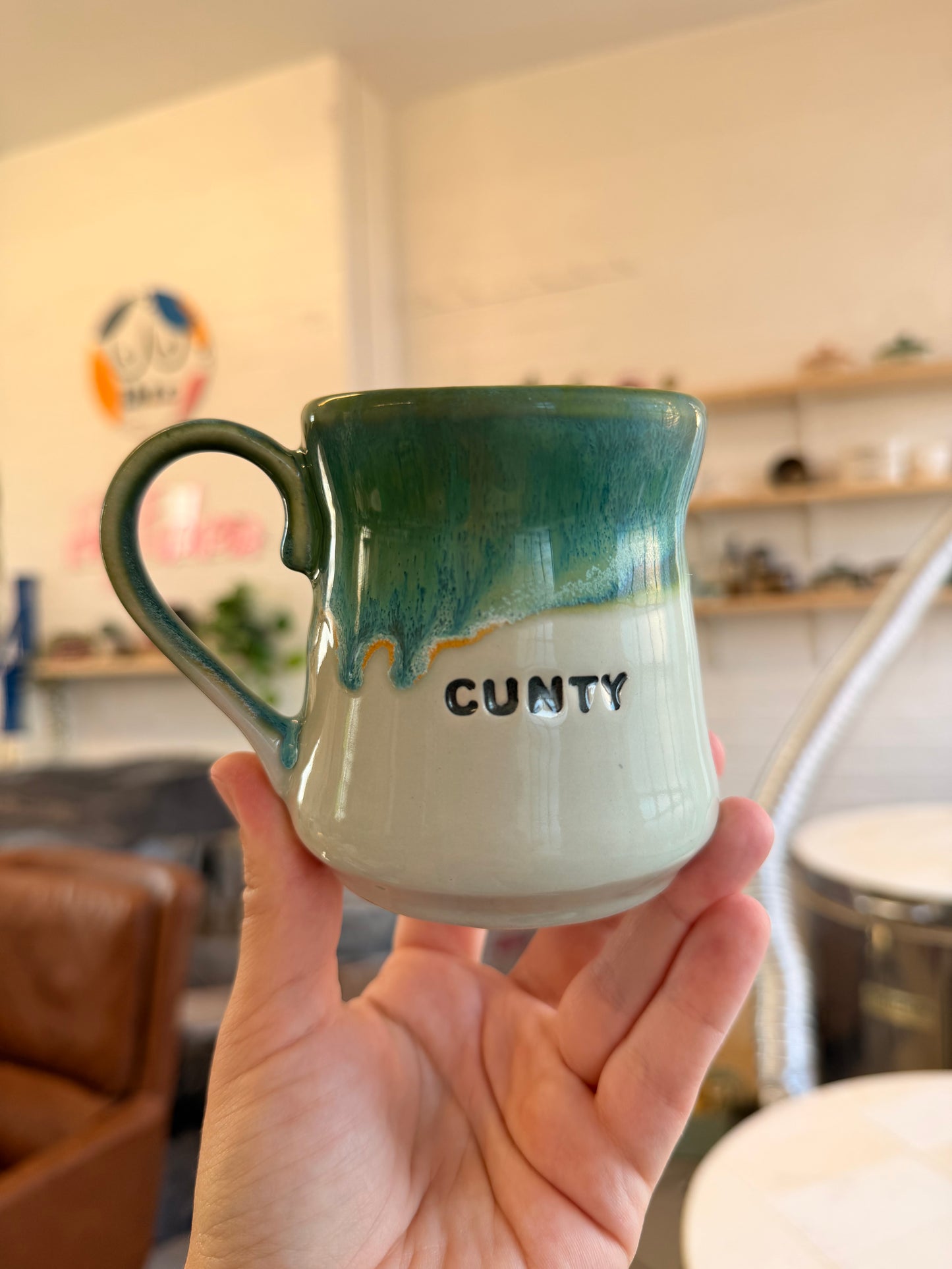 Handmade Sweary Miriam Mug Green - CUNTY
