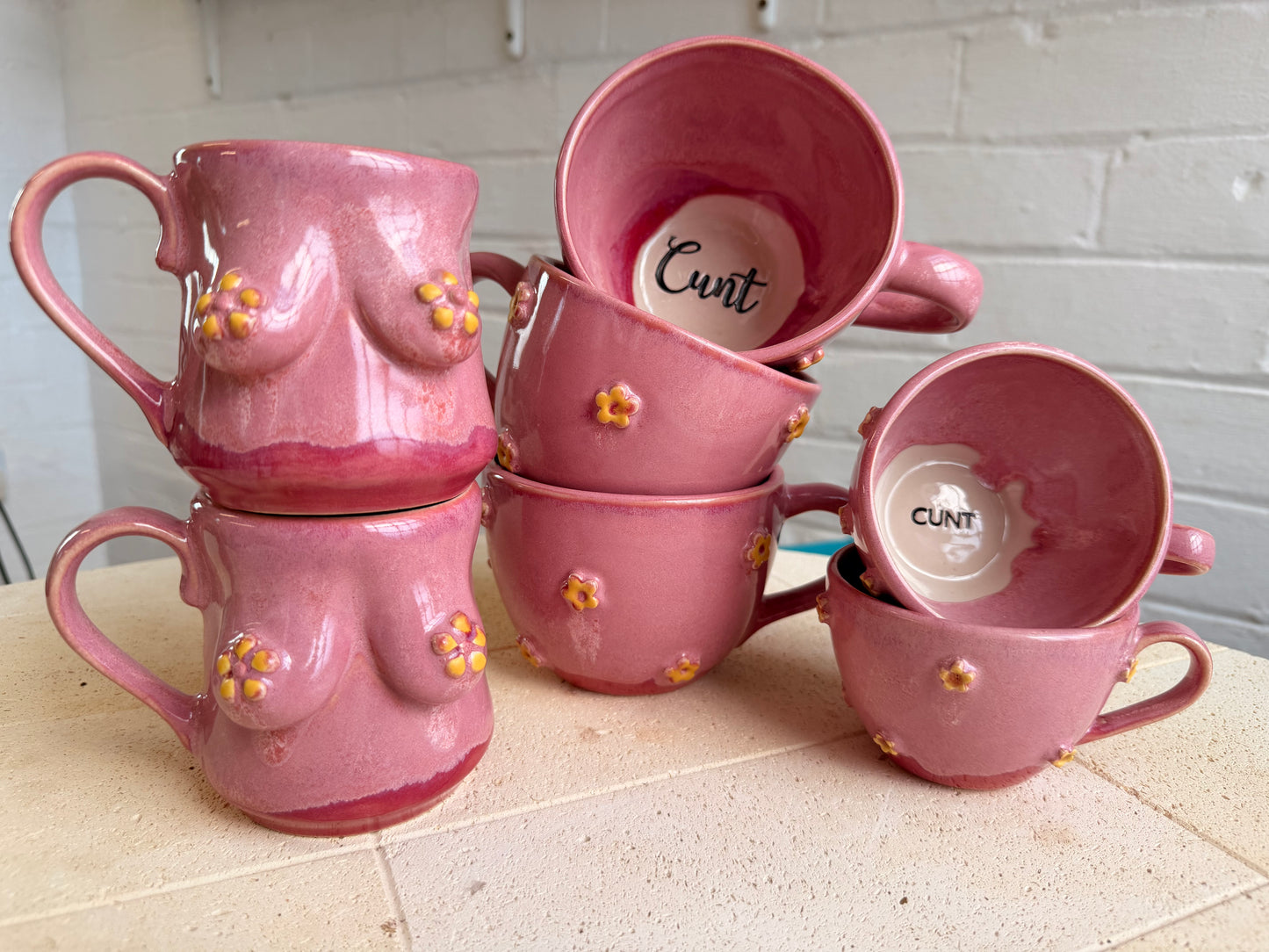 Jumbo Flower power Ceramic Cup - CUNT