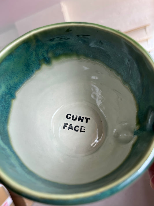 SECONDS - Handmade Sweary Jumbo Janice Mug  - CUNT FACE