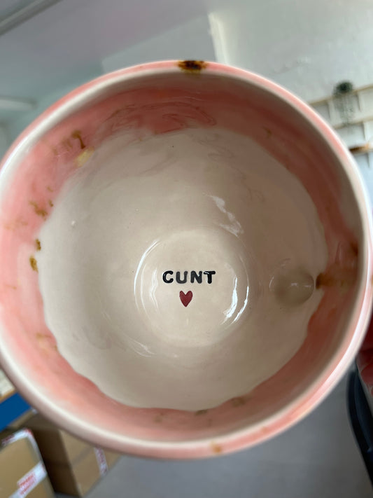 SECONDS - Handmade Sweary Jumbo Janice Mug  - CUNT (heart)