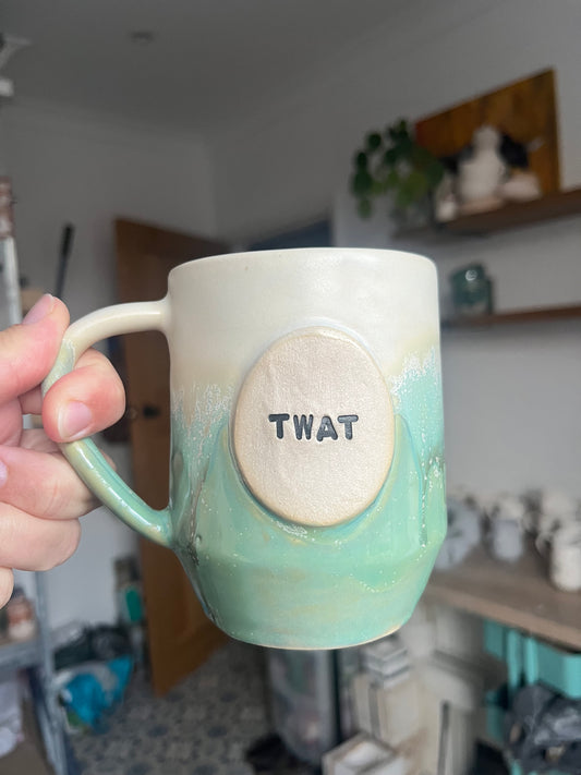 SECONDS - Handmade Sweary tall Mug  - TWAT