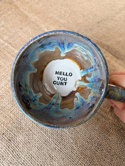 Handmade Sweary Jumbo Janice Mug  - HELLO YOU CUNT