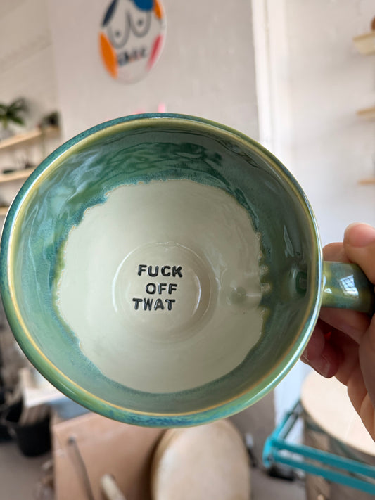 Handmade Sweary Jumbo Janice Mug  - FUCK OFF TWAT