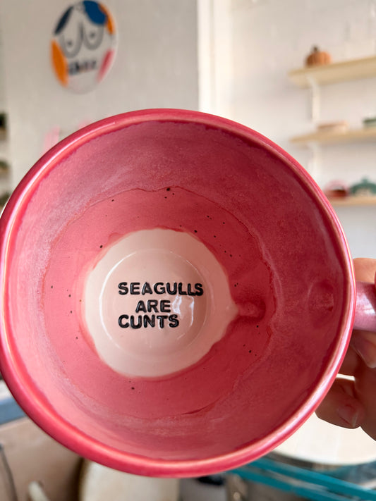 Handmade Sweary Jumbo Janice Mug  - SEAGULLS ARE CUNTS
