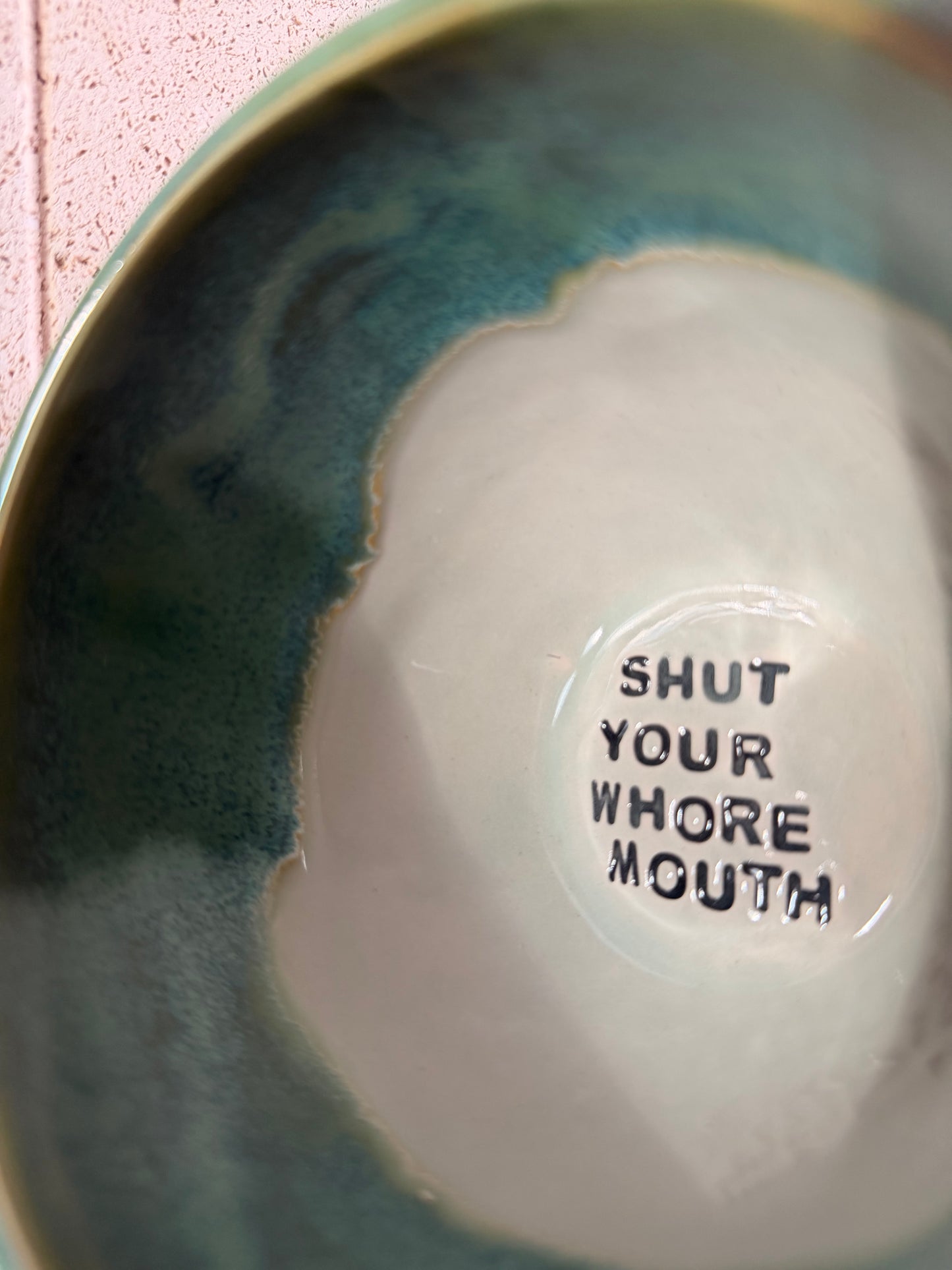 SECONDS - Handmade Sweary Jumbo Janice Mug  - SHUT YOUR WHORE MOUTH