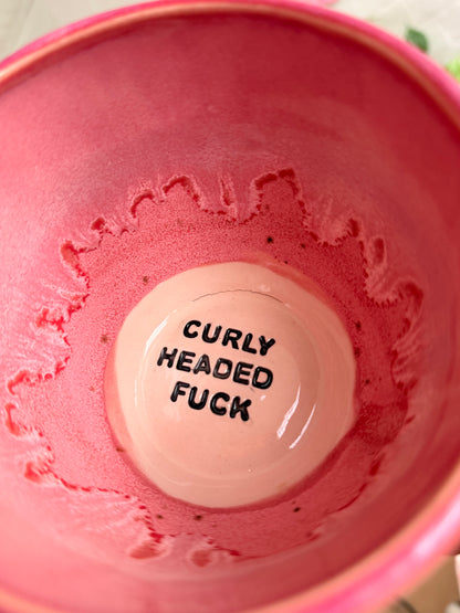 SECONDS - Handmade Sweary Jumbo Janice Mug  - CURLY HEADED FUCK