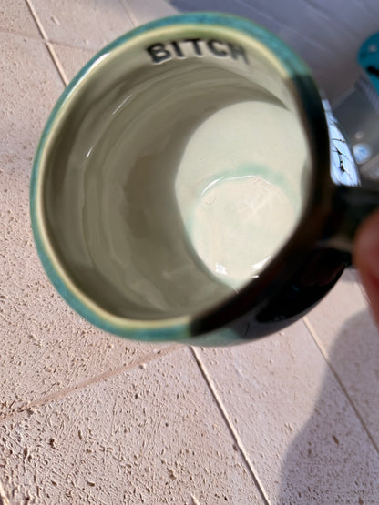 SECONDS Handmade Sweary Betty Mug  - BITCH and MIDDLE FINGER