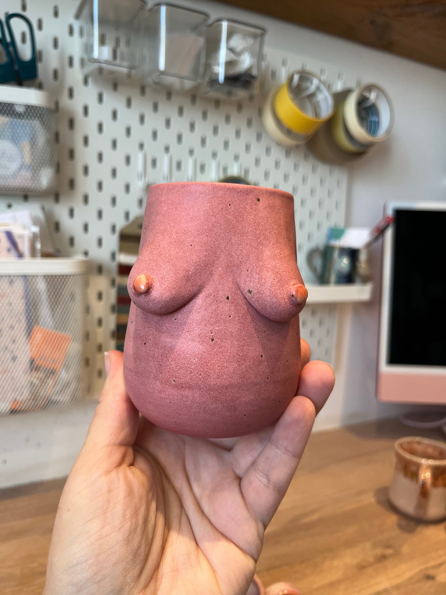 Small Handmade Pink Boob Vase