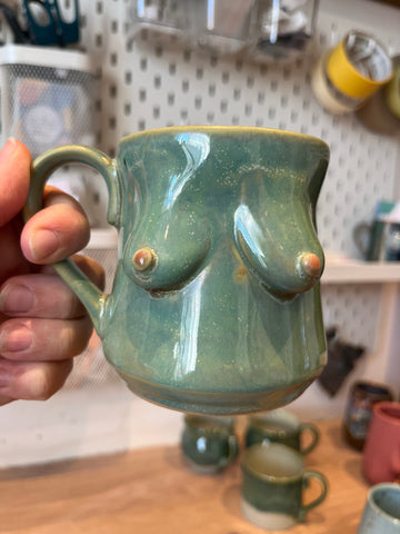 Handmade Miriam Boob Mug  - Sea Green