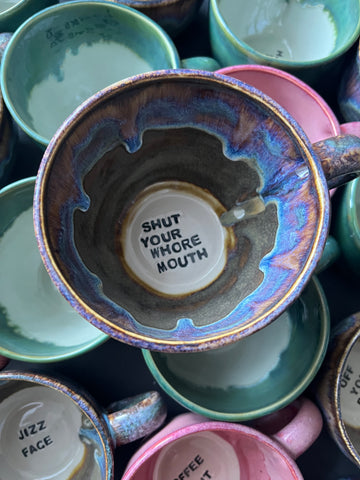 Handmade Sweary Jumbo Janice Mug  - SHUT YOUR WHORE MOUTH