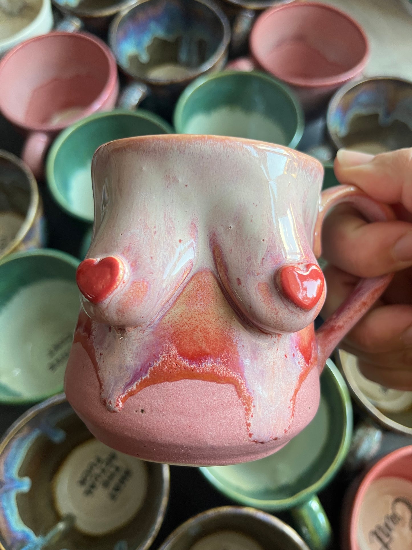 SECONDS Special Edition Valentines Boob Mug  - with SUGAR TITS text LEFT HANDED