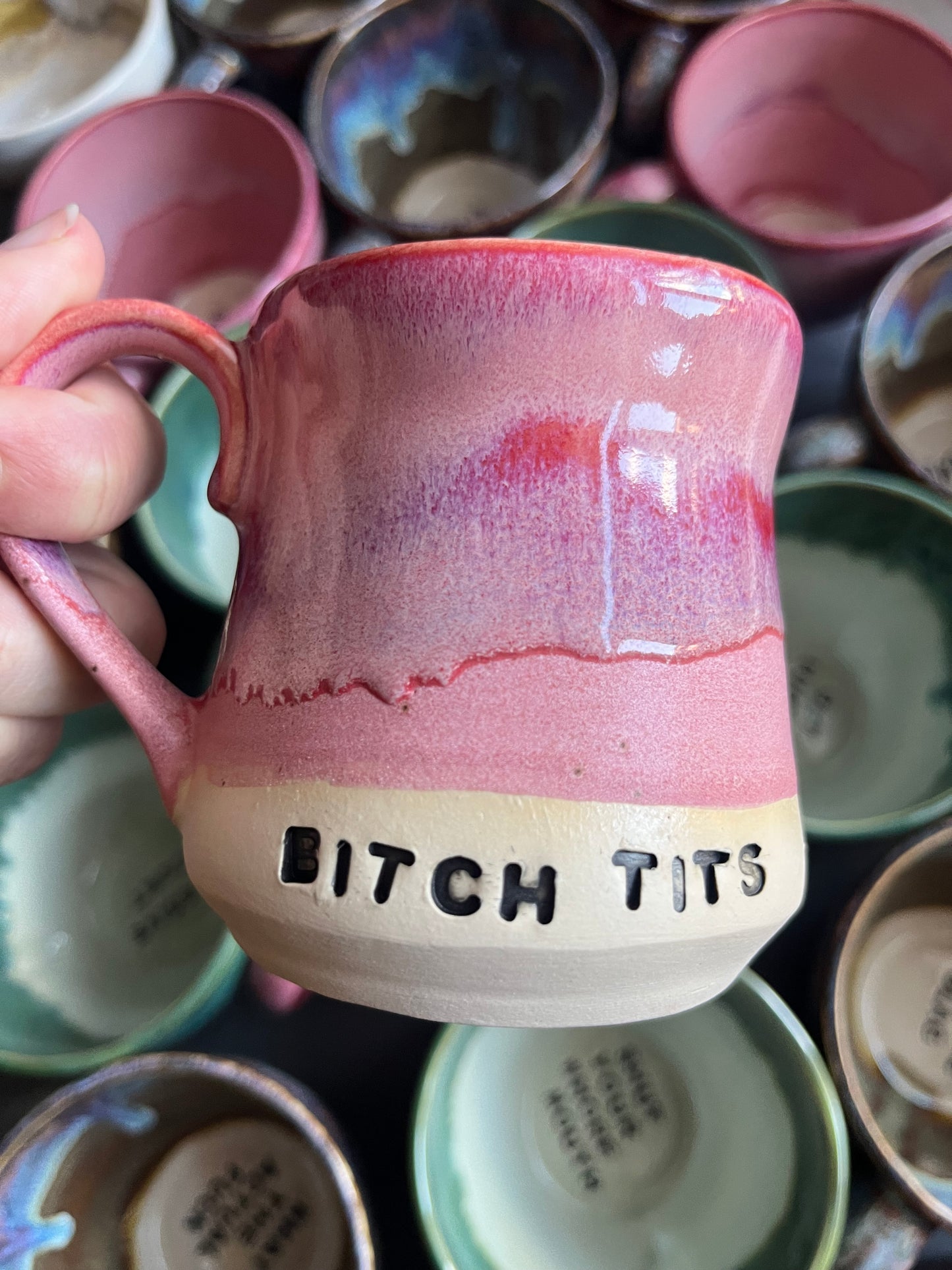 Handmade Sweary Miriam Mug  - BITCH TITS