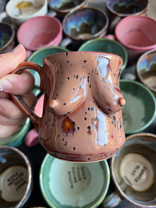 Handmade Miriam Boob Mug  - Speckled Plum