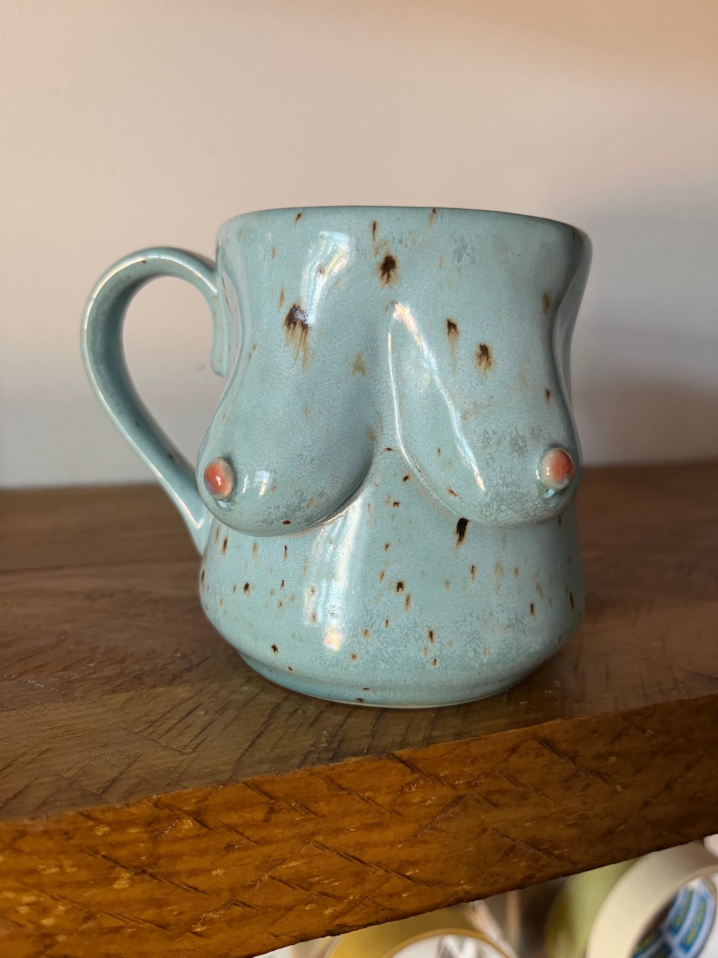 Handmade Miriam Boob Mug  - Speckled blue