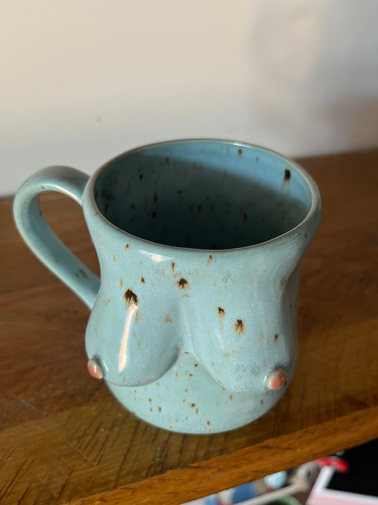 Handmade Miriam Boob Mug  - Speckled blue