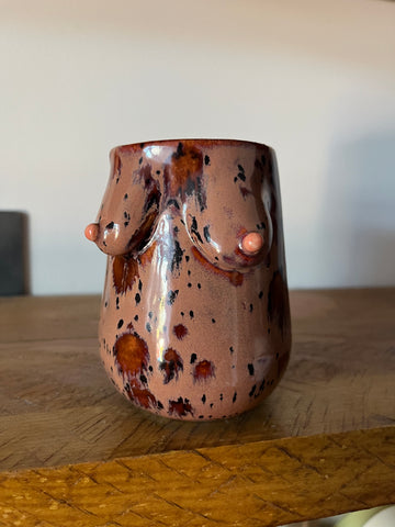 Small Handmade Speckled Plum Boob Vase