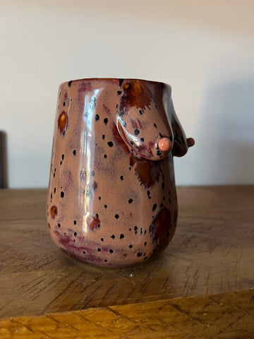 Small Handmade Speckled Plum Boob Vase