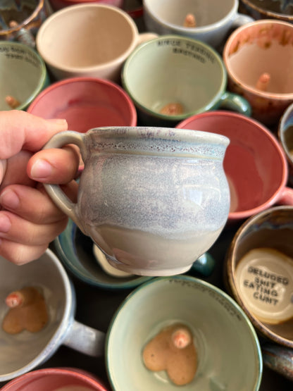 LEFT HANDED Handmade Sweary Betty Mug  - CUNT and MIDDLE FINGER