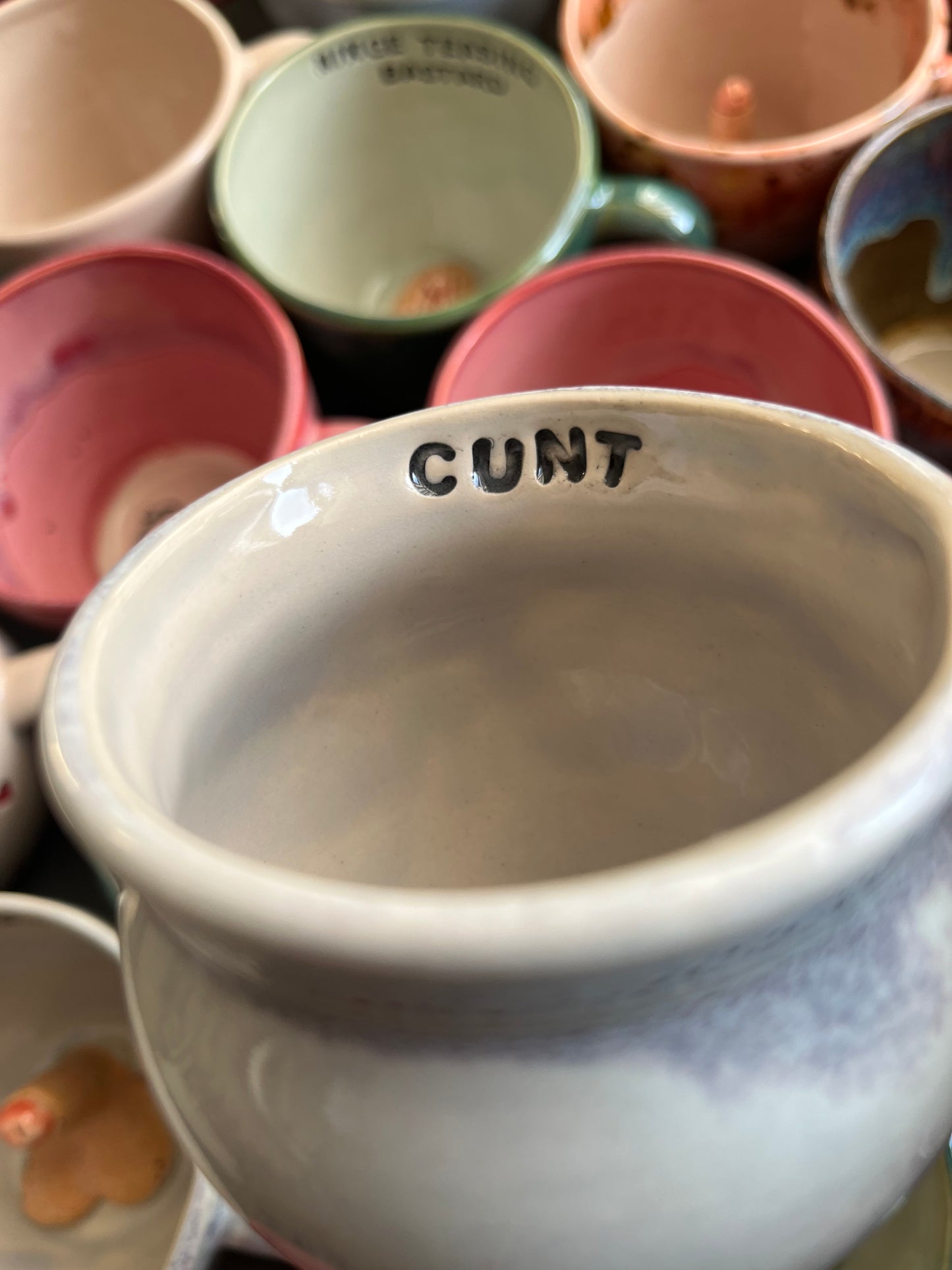 Handmade Sweary Betty Mug  - CUNT and MIDDLE FINGER