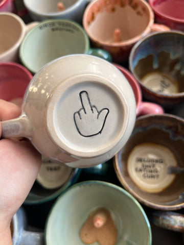 Handmade Sweary Betty Mug  - CUNT and MIDDLE FINGER