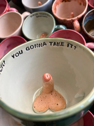 Handmade Sausage Surprise Mug  - YOU GONNA TAKE IT? YOU GON TAKE THAT DICK?