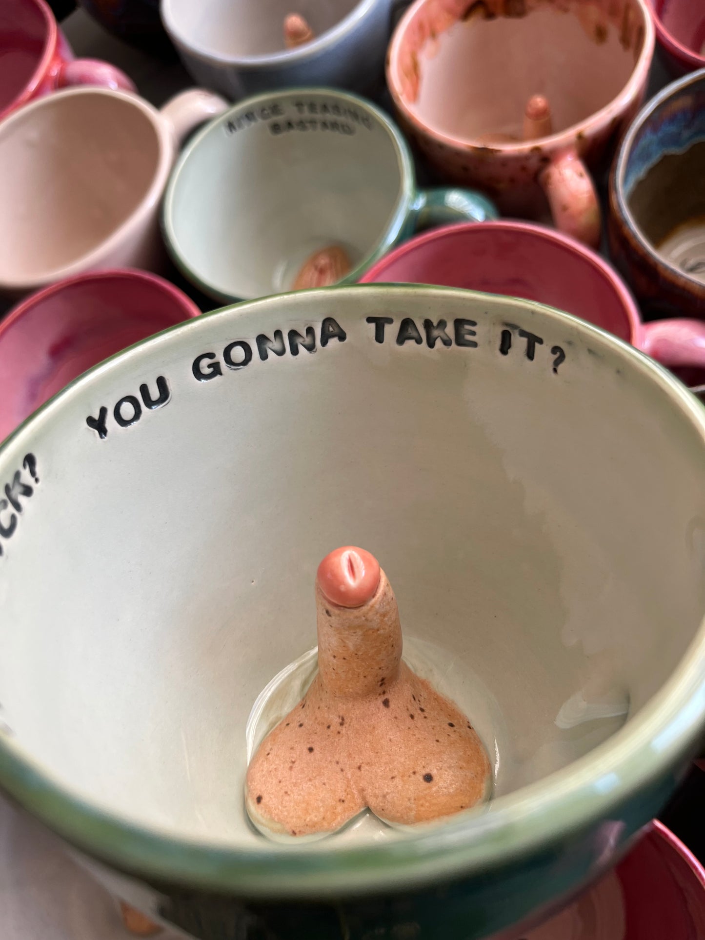 Handmade Sausage Surprise Mug  - YOU GONNA TAKE IT? YOU GON TAKE THAT DICK?