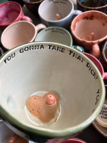 Handmade Sausage Surprise Mug  - YOU GONNA TAKE IT? YOU GON TAKE THAT DICK?