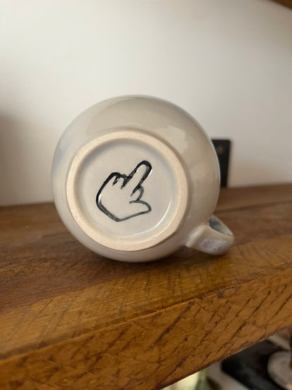 LEFT HANDED Handmade Sweary Betty Mug  - CUNT and MIDDLE FINGER