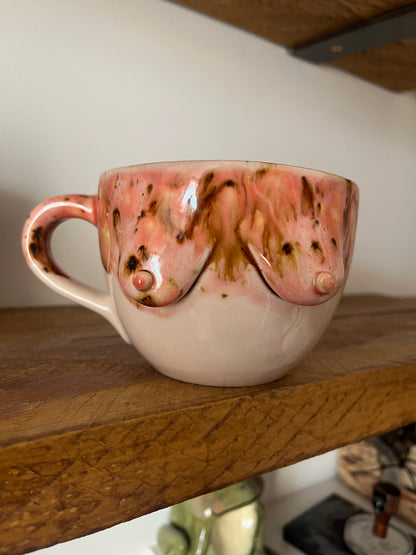 Handmade Speckled Pink Jumbo Boob Mug