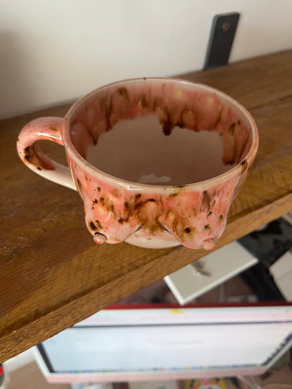 Handmade Speckled Pink Jumbo Boob Mug