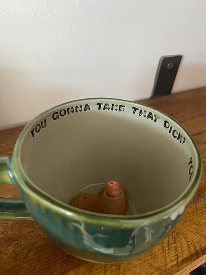 Handmade Sausage Surprise Mug  - YOU GONNA TAKE IT? YOU GON TAKE THAT DICK?