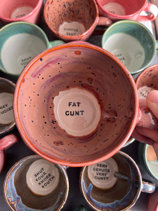 Handmade Sweary Jumbo Janice Mug  -  FAT CUNT