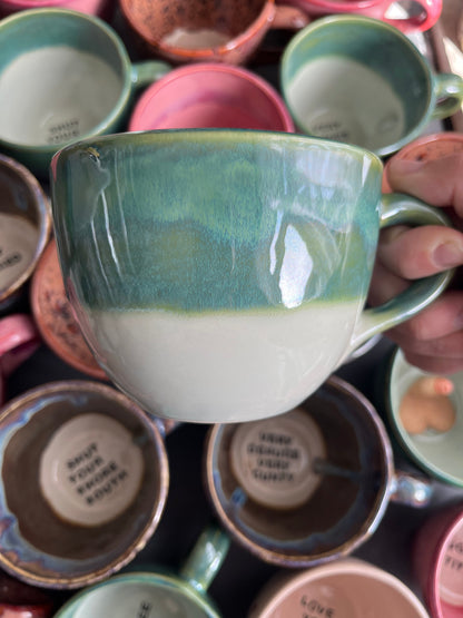 SECONDS - Handmade Sweary Jumbo Janice Mug  - CUNT and MIDDLE FINGER
