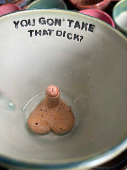 SECONDS Handmade Sausage Surprise Mug  - YOU GON' TAKE THAT DICK? - LEFT HANDED