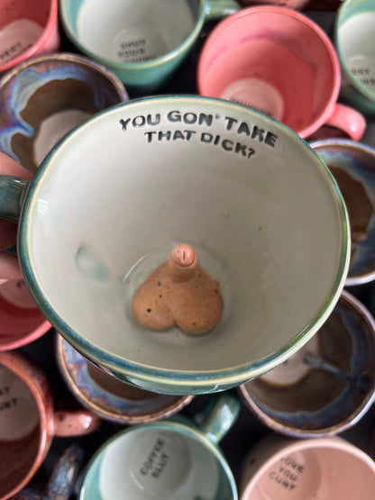 SECONDS Handmade Sausage Surprise Mug  - YOU GON' TAKE THAT DICK? - LEFT HANDED