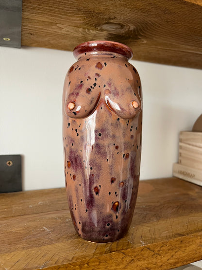 Large Handmade Speckled Plum Boob Vase