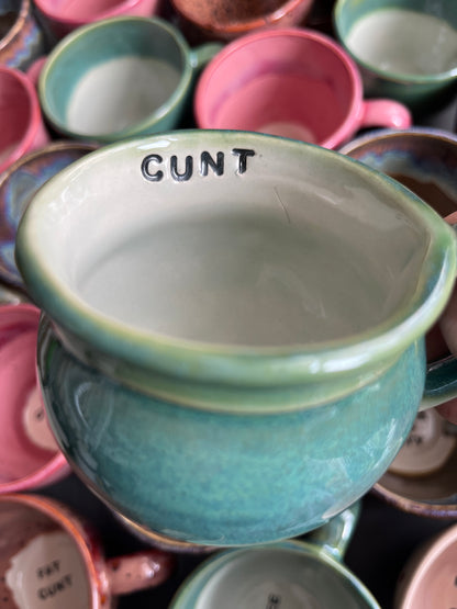 SECONDS Handmade Sweary Betty Mug  - CUNT and MIDDLE FINGER