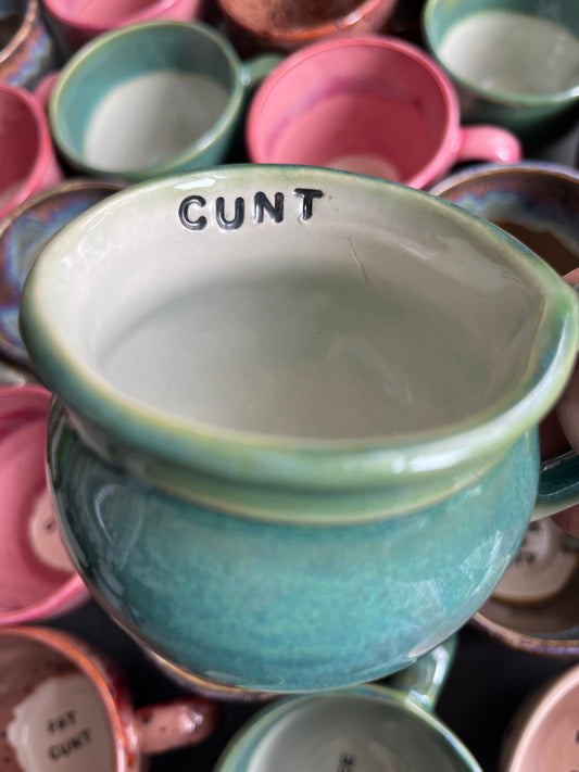 SECONDS Handmade Sweary Betty Mug  - CUNT and MIDDLE FINGER