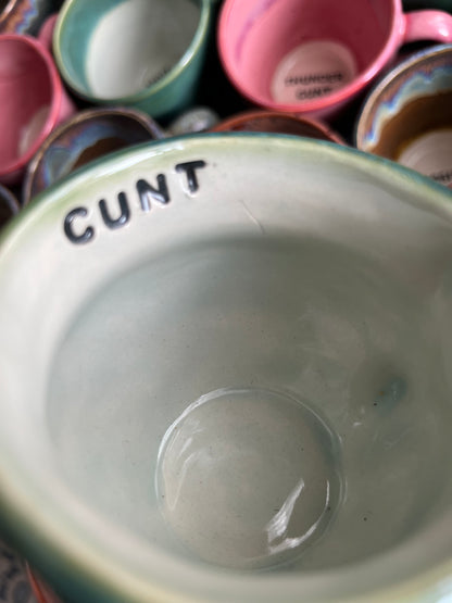 SECONDS Handmade Sweary Betty Mug  - CUNT and MIDDLE FINGER