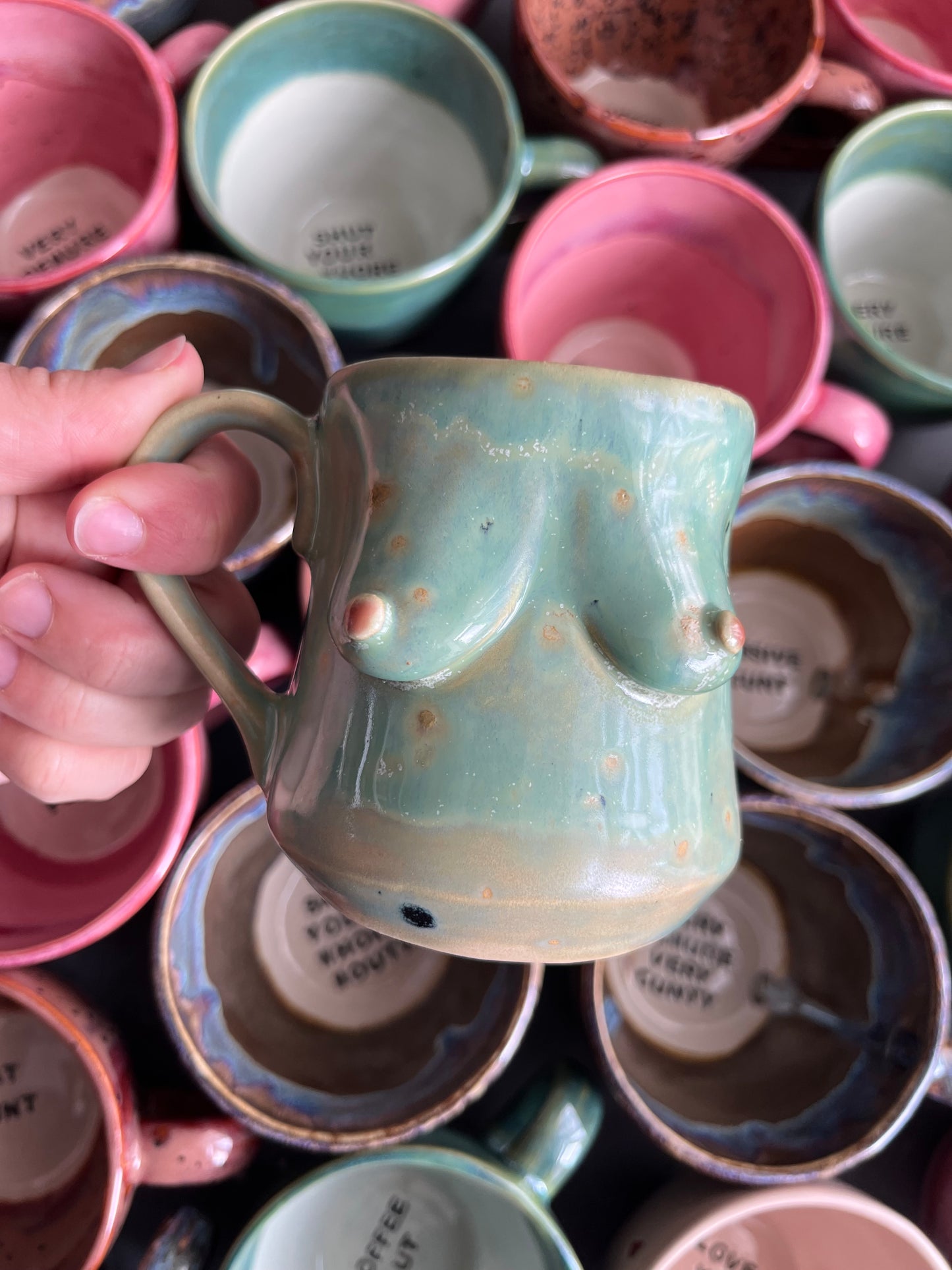 Handmade Miriam Boob Mug  - Sea Green