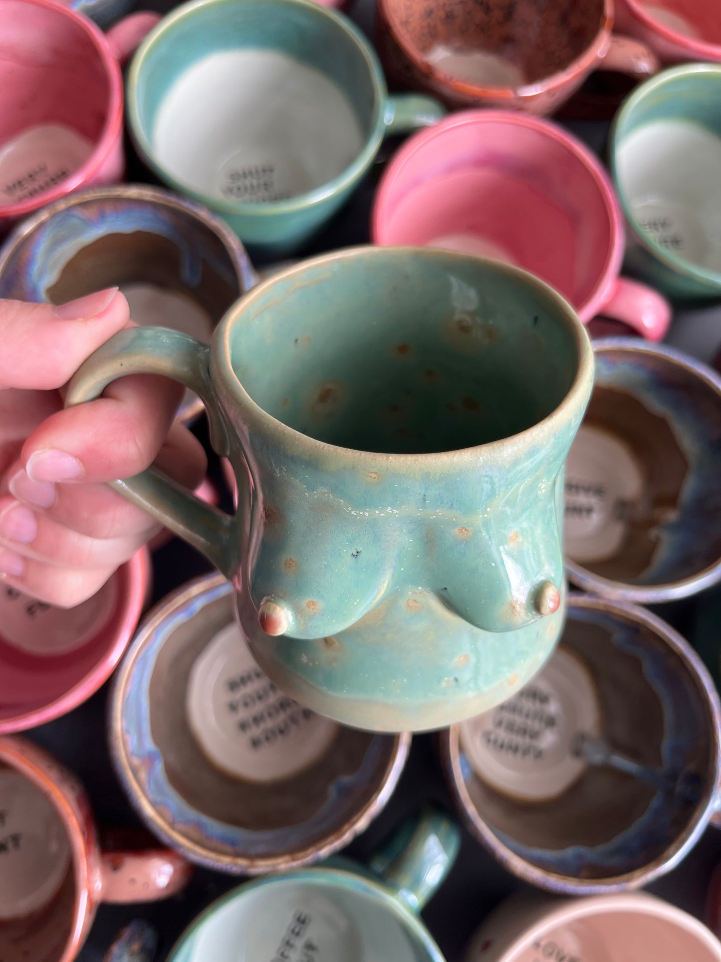 Handmade Miriam Boob Mug  - Sea Green