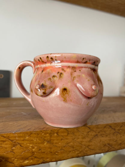 Handmade Betty Boob Mug - Speckled Pink