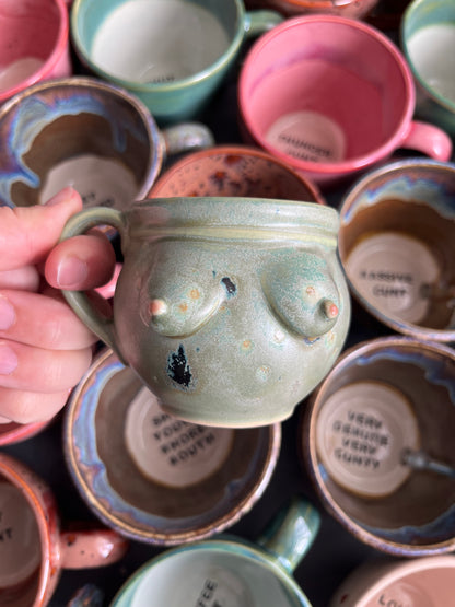 Handmade Betty Boob Mug - Sea Green