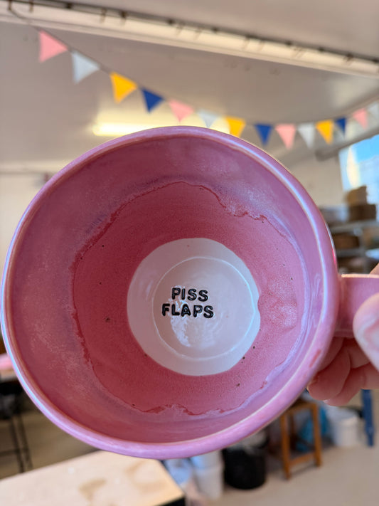 Handmade Sweary Jumbo Janice Mug  - PISS FLAPS