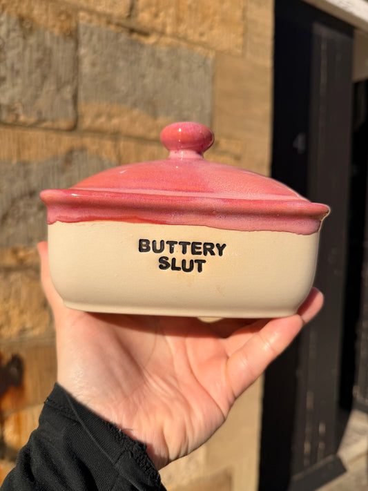Handmade Pink Butter Dish - BUTTERY SLUT