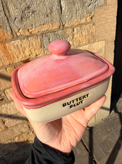 Handmade Pink Butter Dish - BUTTERY SLUT
