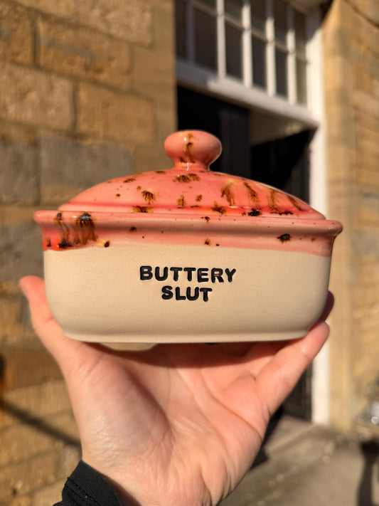 SECONDS Handmade Speckle Pink Butter Dish - BUTTERY SLUT